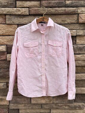 Ralph Lauren Light Pink Linen Button-Down Shirt – Size Small